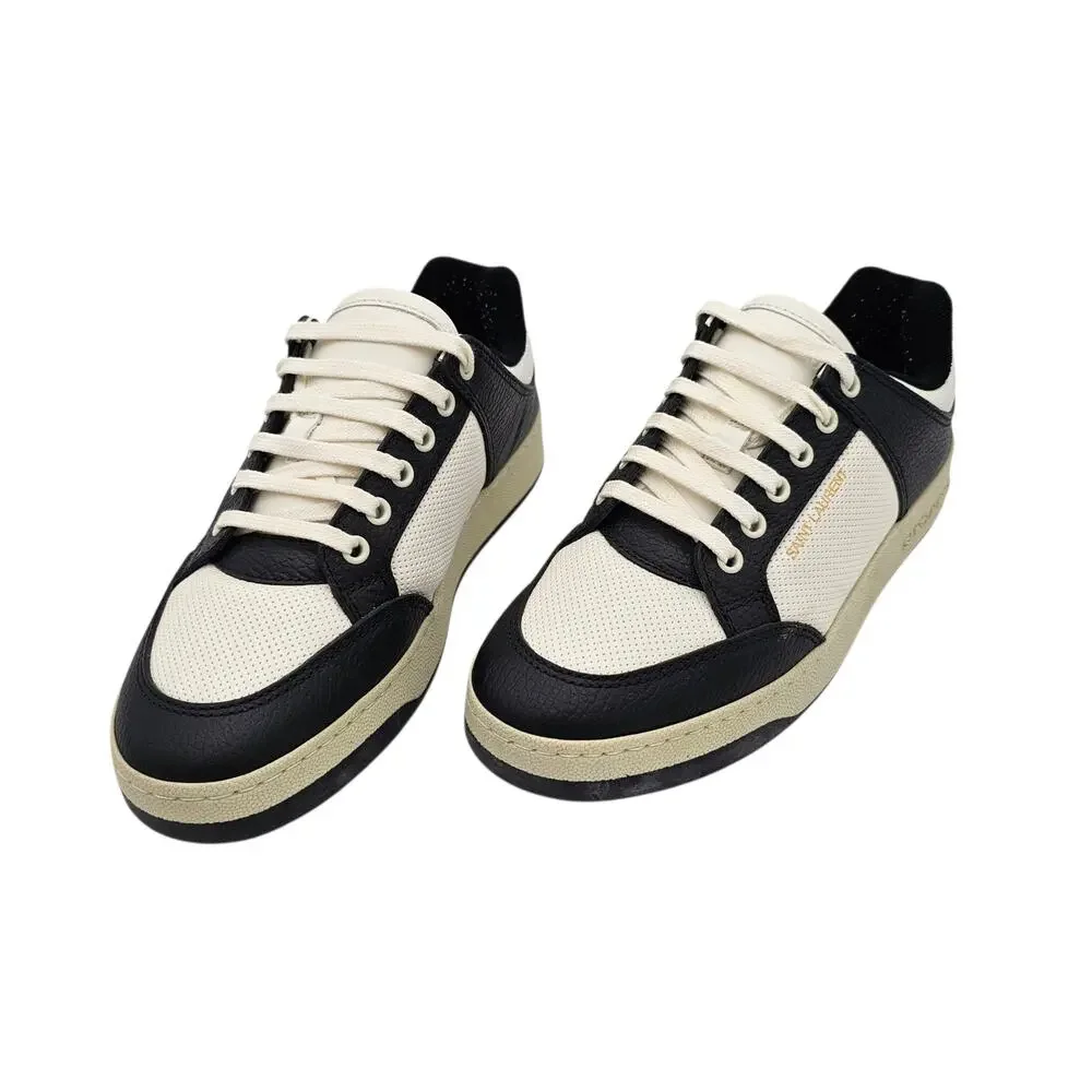 Saint Laurent SL61 Low Top Sneaker Black White Leather Size 39.5 US 9.5 - Picture 4 of 13